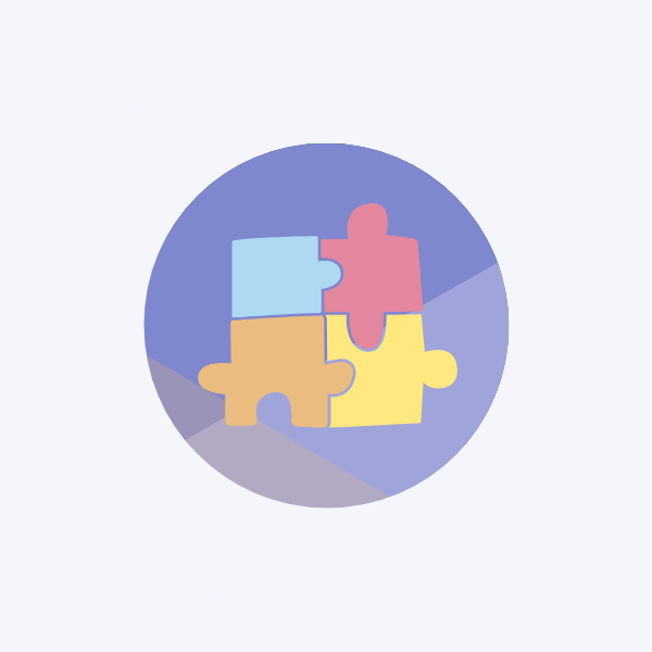 Four puzzle pieces joined together