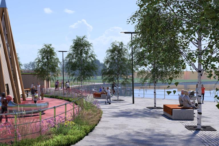 An artist's impression of the new seating and play area