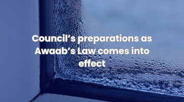 Council’s preparations as Awaab’s Law comes into effect over an image of condensation on a window