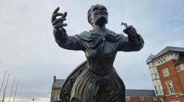 The Mary Ann Macham sculpture on North Shields Fish Quay